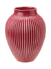 Knabstrup Keramik váza s drážkami H 20 cm, bordeaux