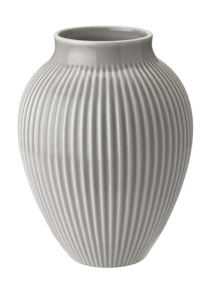 Knabstrup Keramik váza s drážkami H 20 cm, šedá