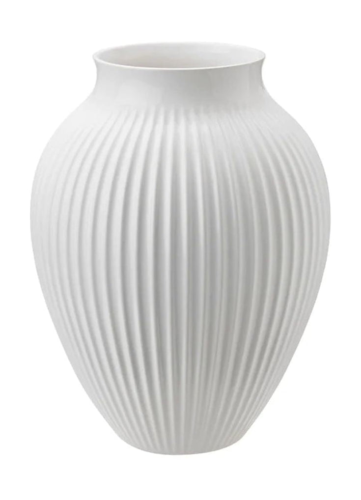 Knabstrup Keramik váza s drážkami h 27 cm, bílá