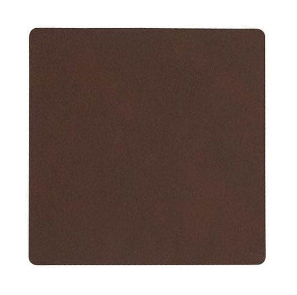 Lind Dna Square Glass Coaster Nupo Leather, Dark Brown