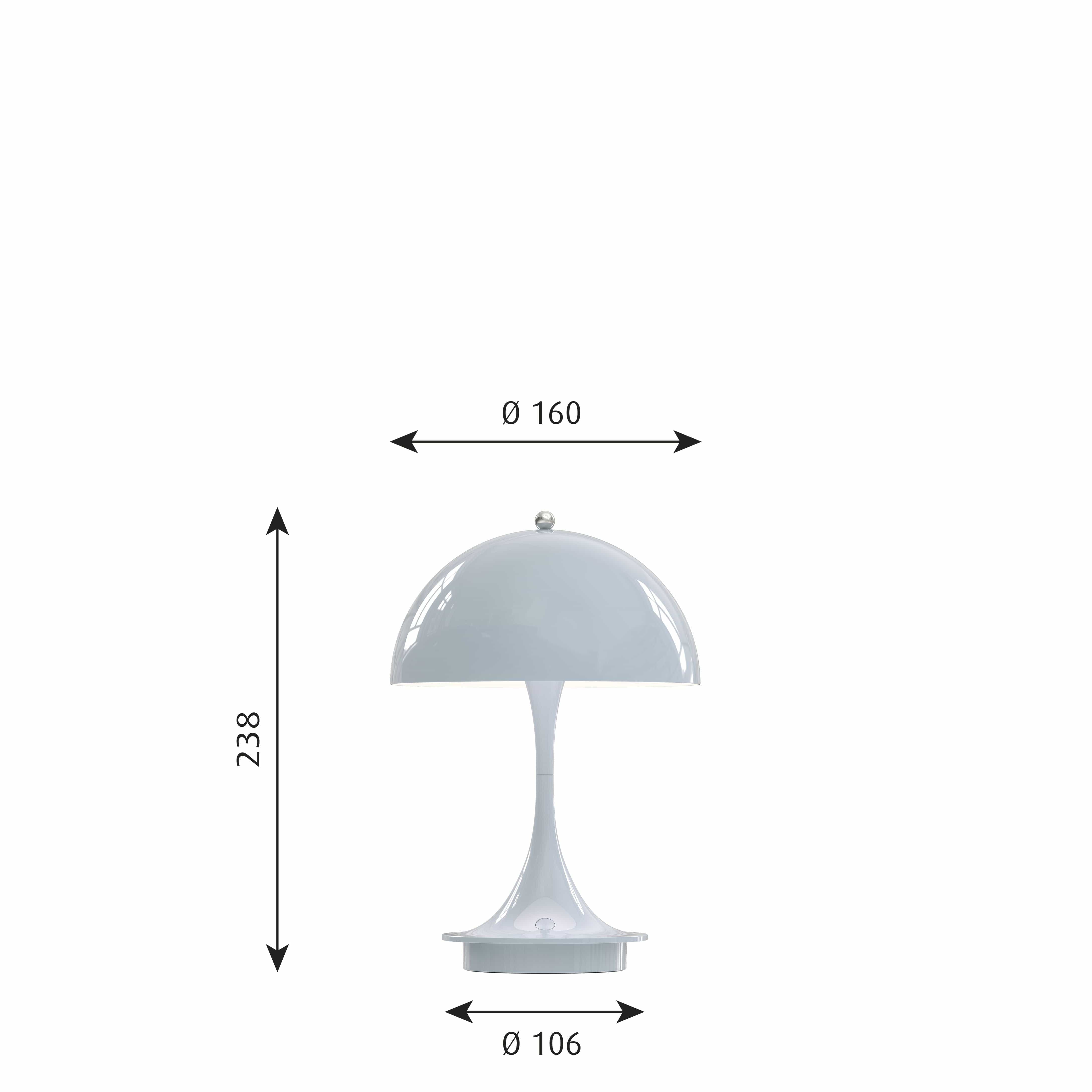 Louis Poulsen Panthella 160 Přenosná stolní lampa LED 27 K V2, světle modrá