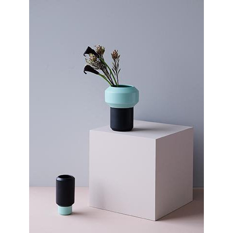 Lucie Kaas Fumario váza černá/máta, 16,5 cm