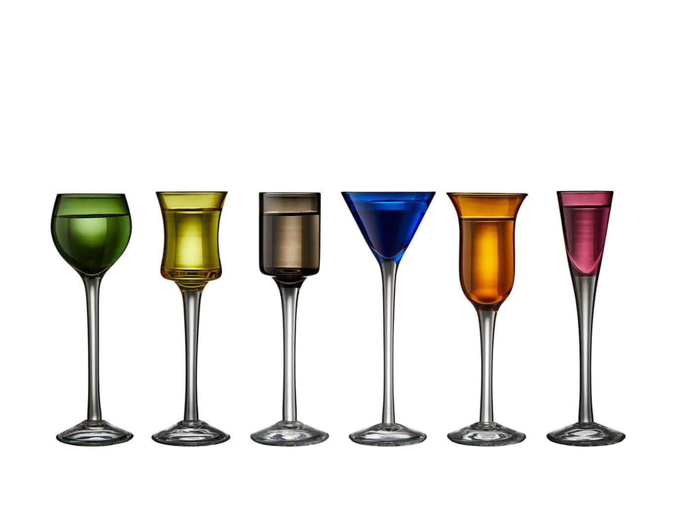 Lyngby Glas Schnapps Glass Assorted Colors, 6 ks.