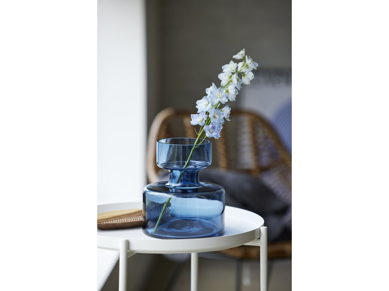 Lyngby Glas Tubular Vase H: 20 cm, modrá