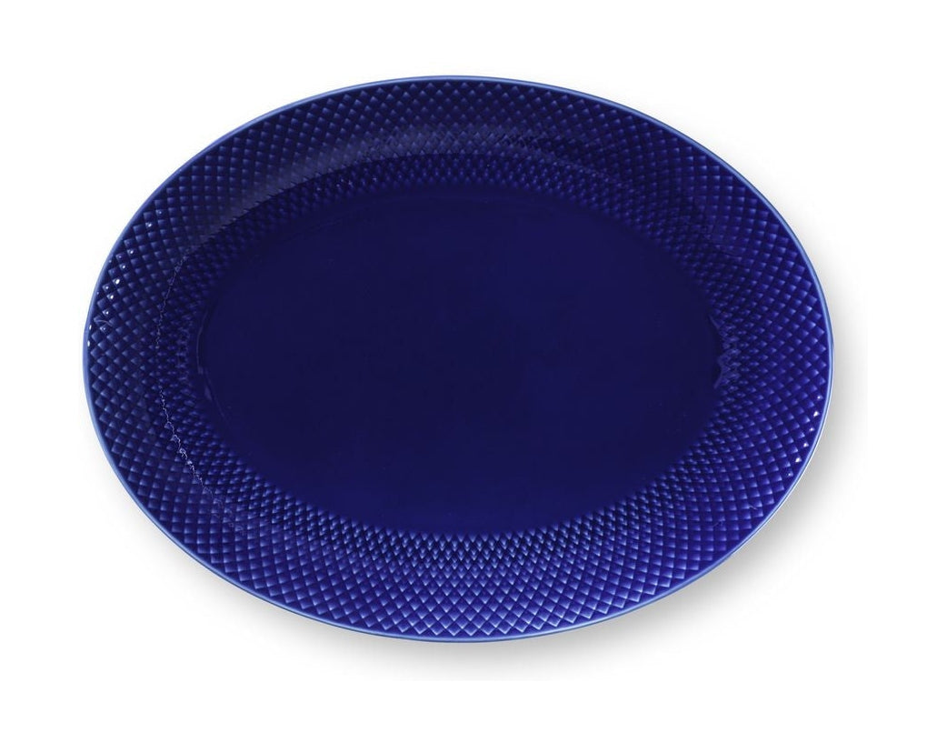 Lyngby Porcelæn Rhombe Color Oval Serving Plate 35x26,5, tmavě modrá