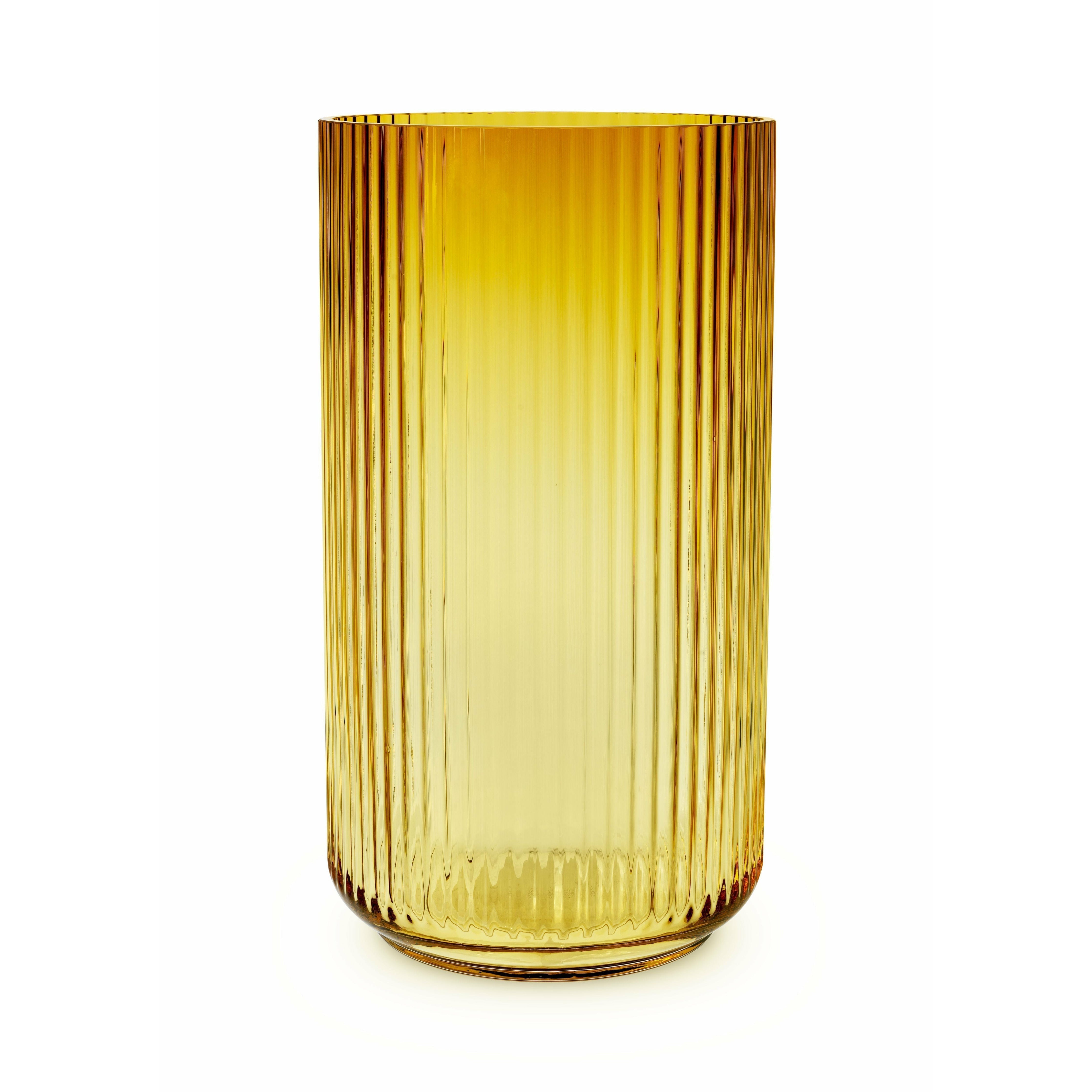 Lyngby porcelánová váza foukané sklo 38 cm, jantar