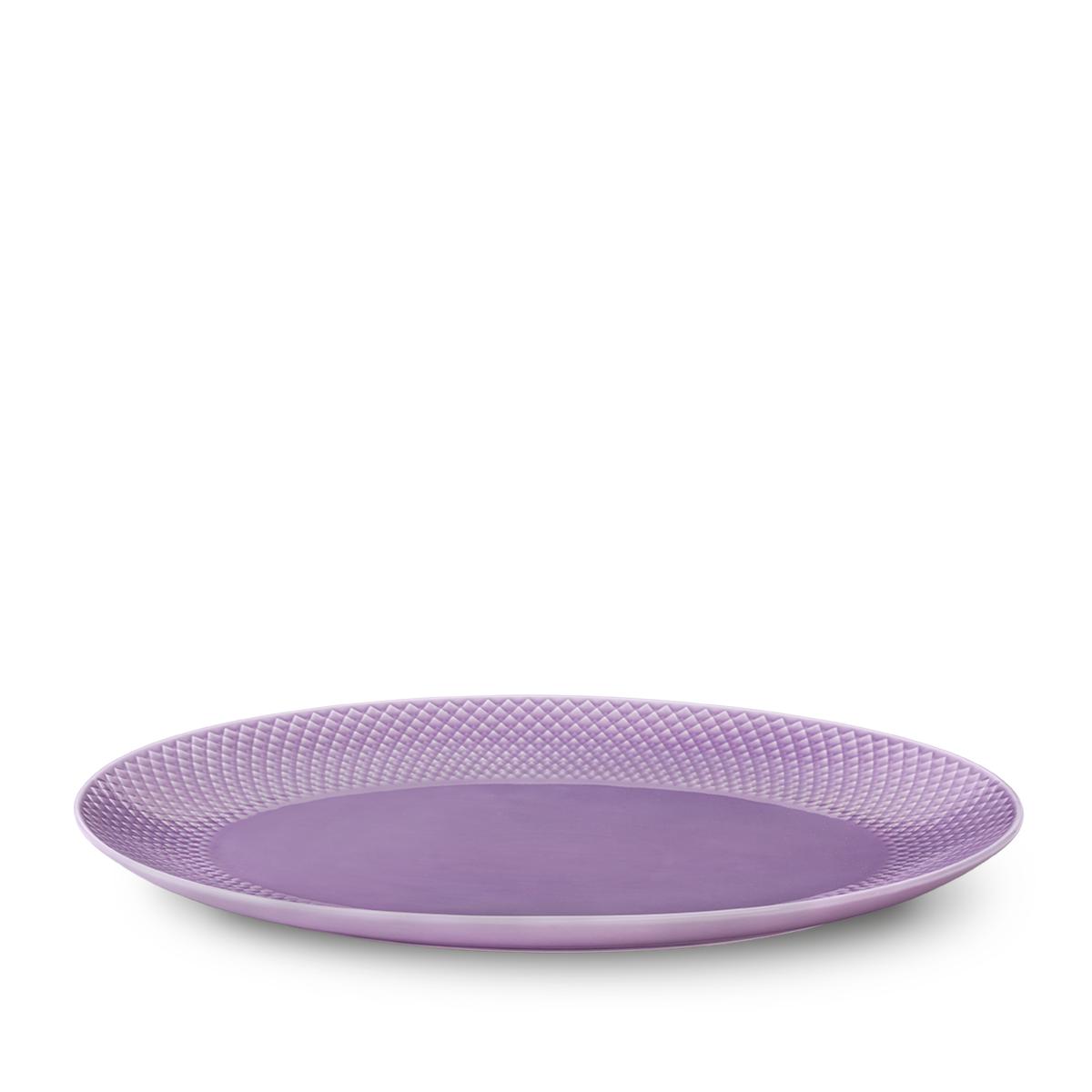 Lyngby Rhombe Serving Plate Oval Purple, 35cm