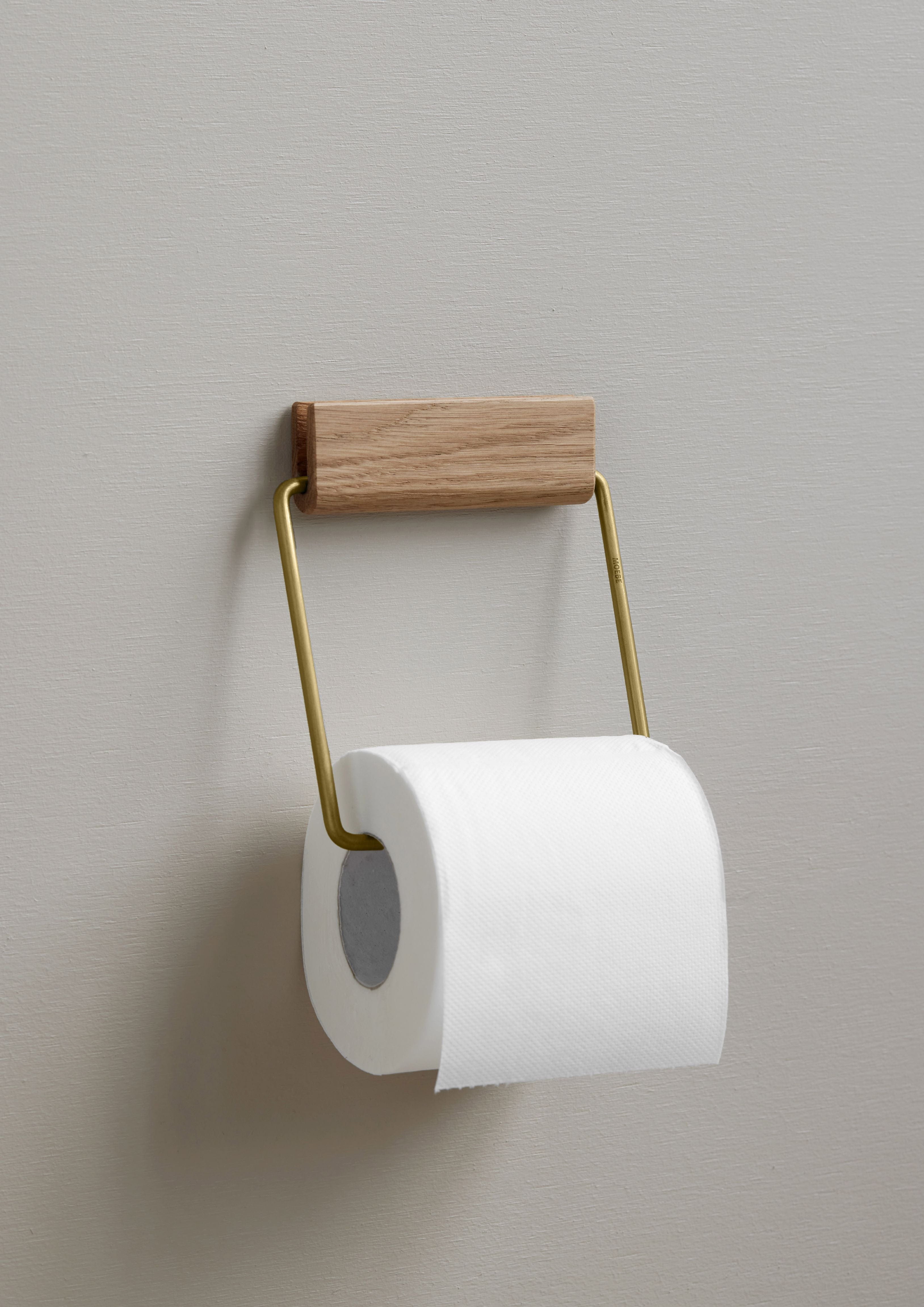 Moebe Toilet Paper Holder, Oak/Brass