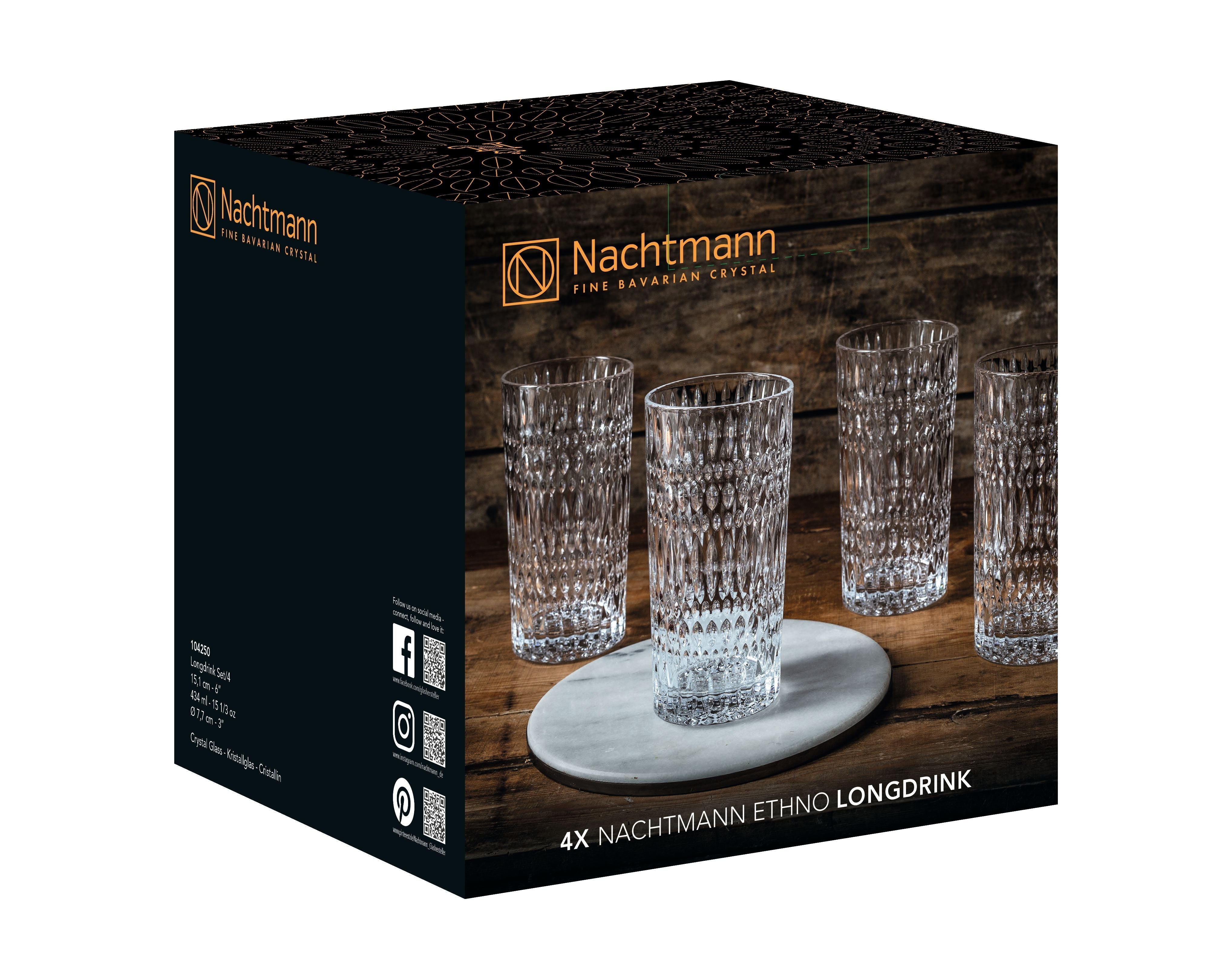 Nachtmann Ethno Long Drink Glass 434 ml, sada 4