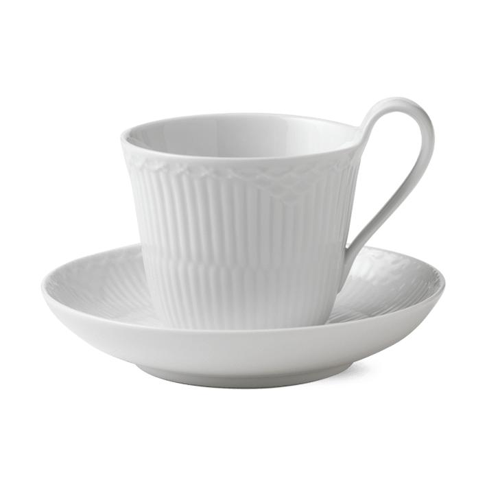 Royal Copenhagen White Plated Half Lace Cup s talířem, 25cl