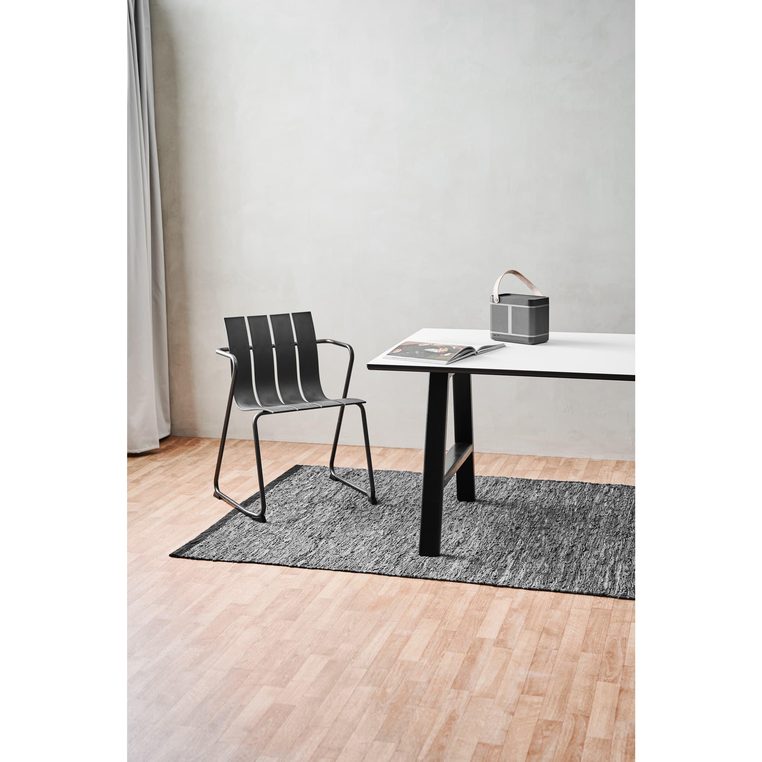 Koberec s pevný kožený koberec tmavě šedá, 65 x 135 cm