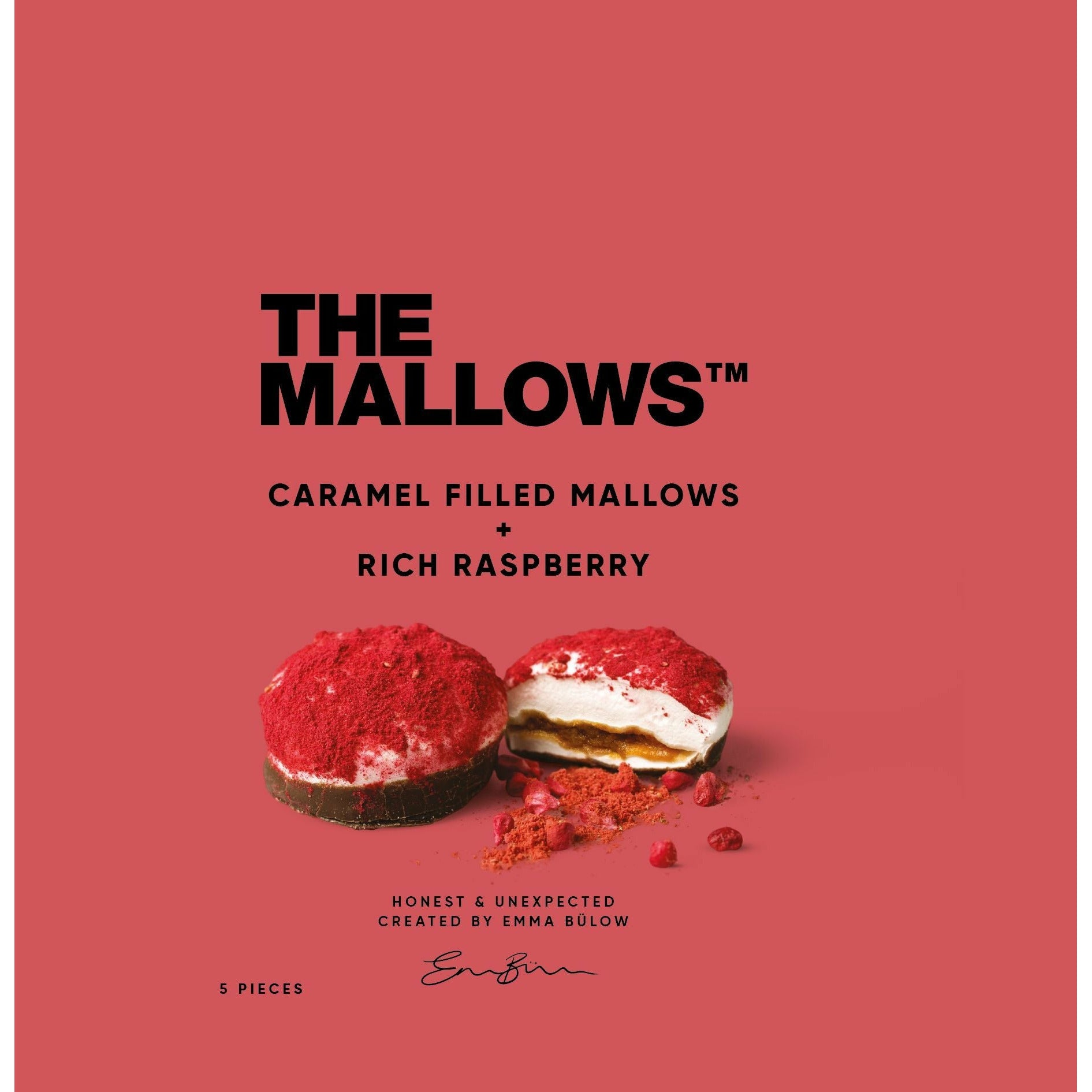 Mallows marshmallows s karamelovou plnění bohaté maliny, 11g