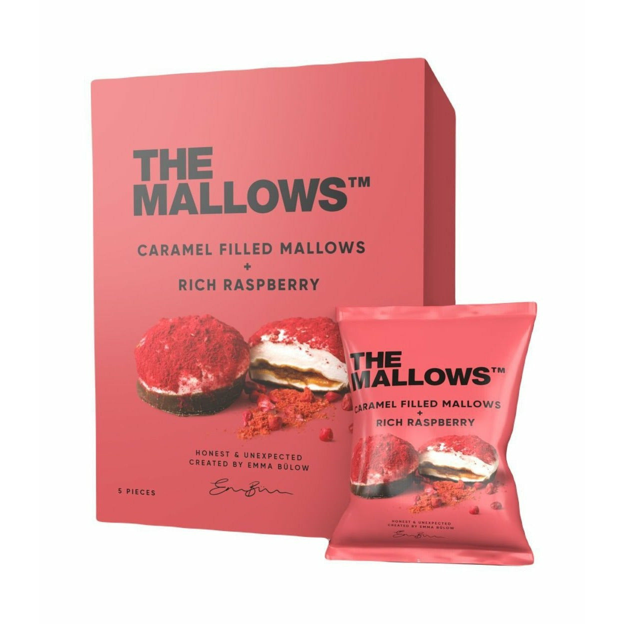 The Mallows Marshmallows s karamelovou plnění bohaté maliny, 55g