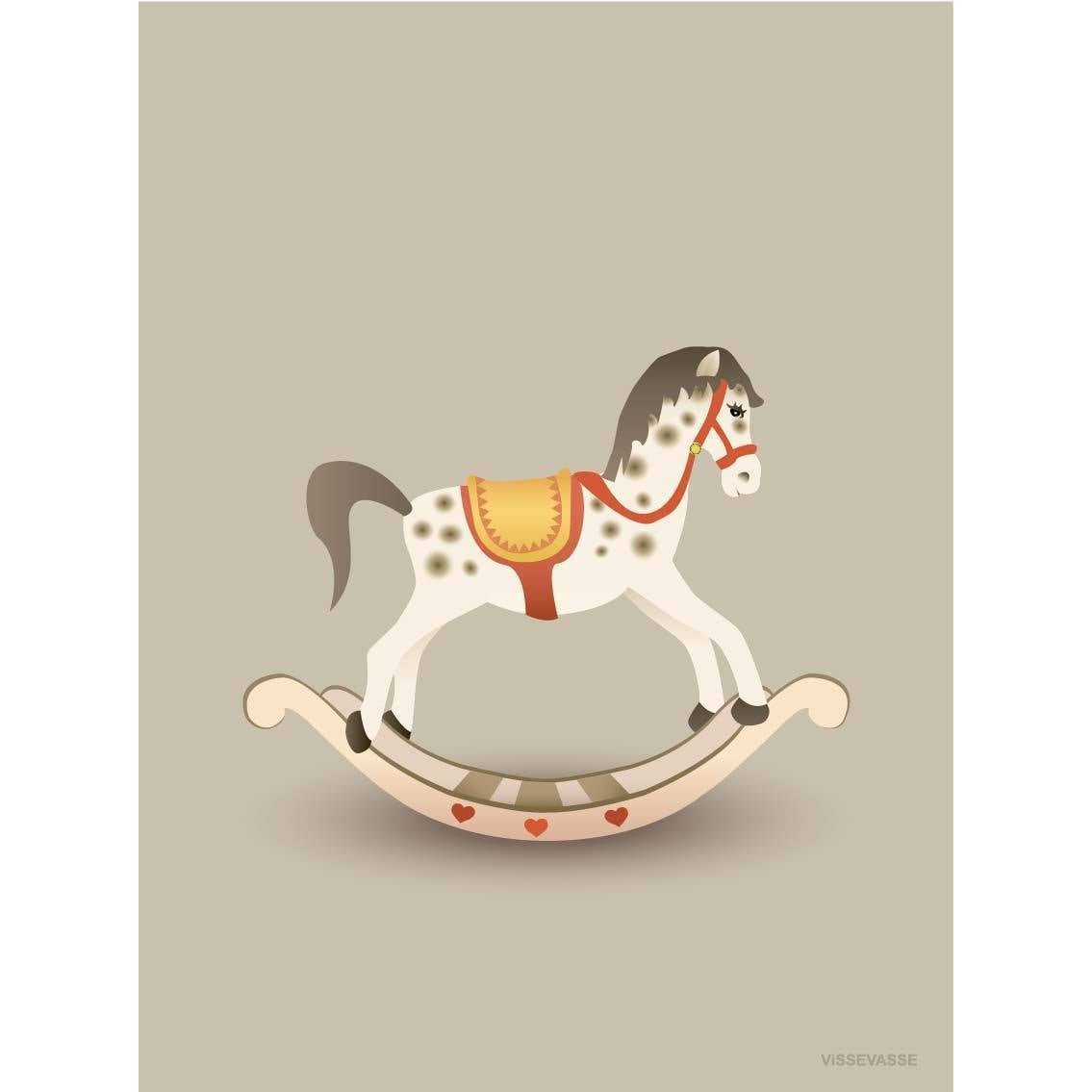 Vissevase houpací koně plakát 15 x21 cm, písečná hnědá