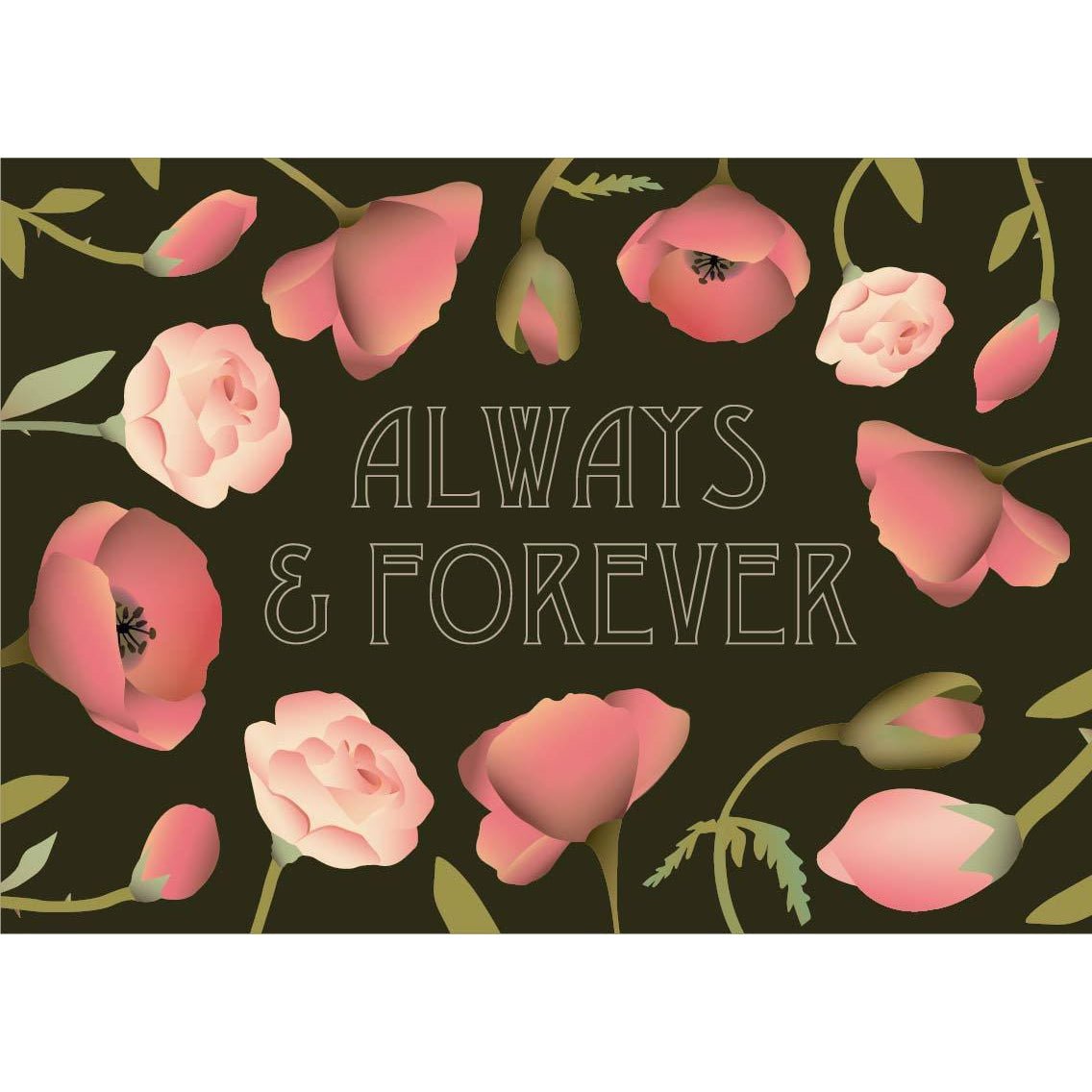 Vissevasse Always & Forever Flower Bouquet Greeting Card, 10,5x15cm