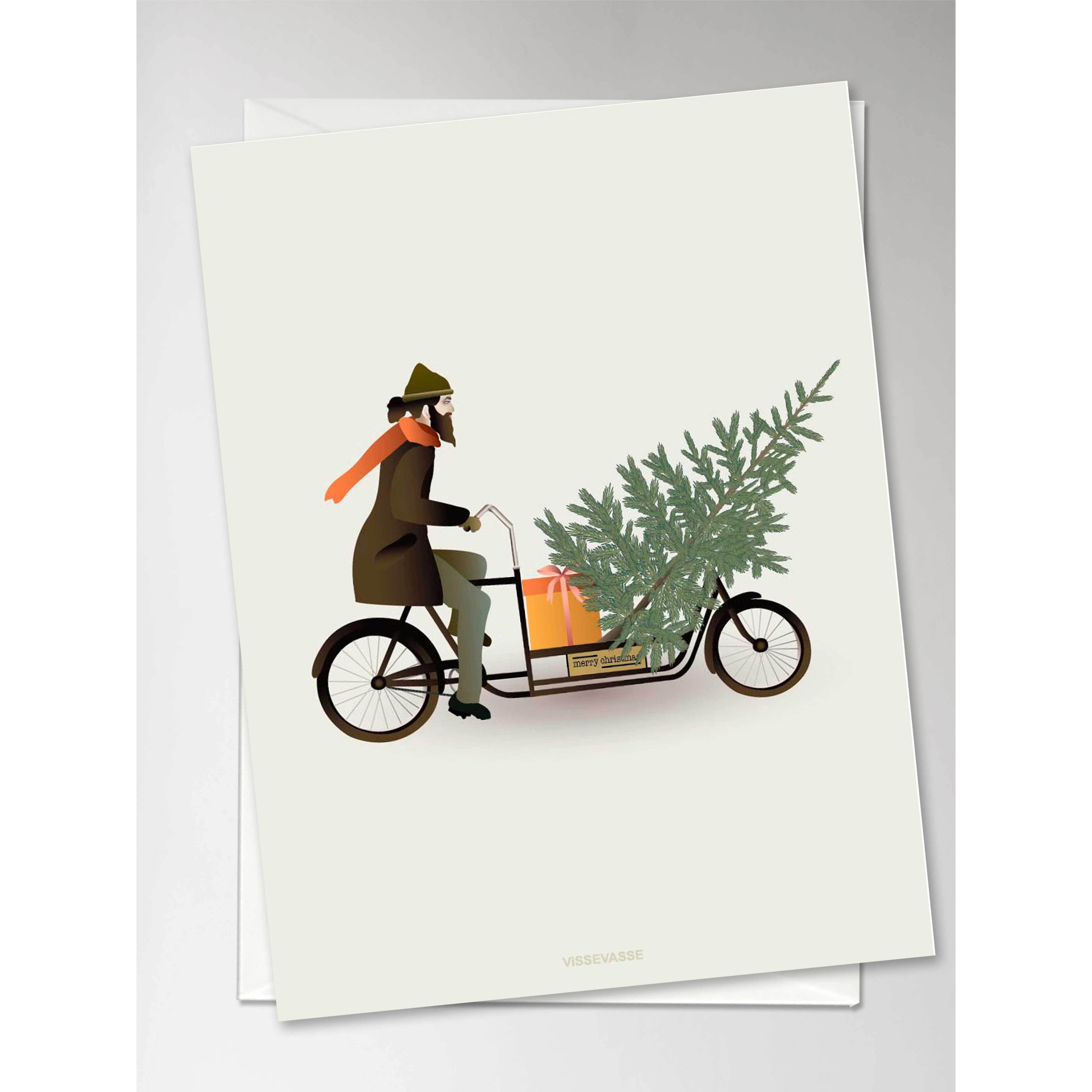 VisSevasse Bike With Christmas Tree Blonging Card, 10,5x15cm
