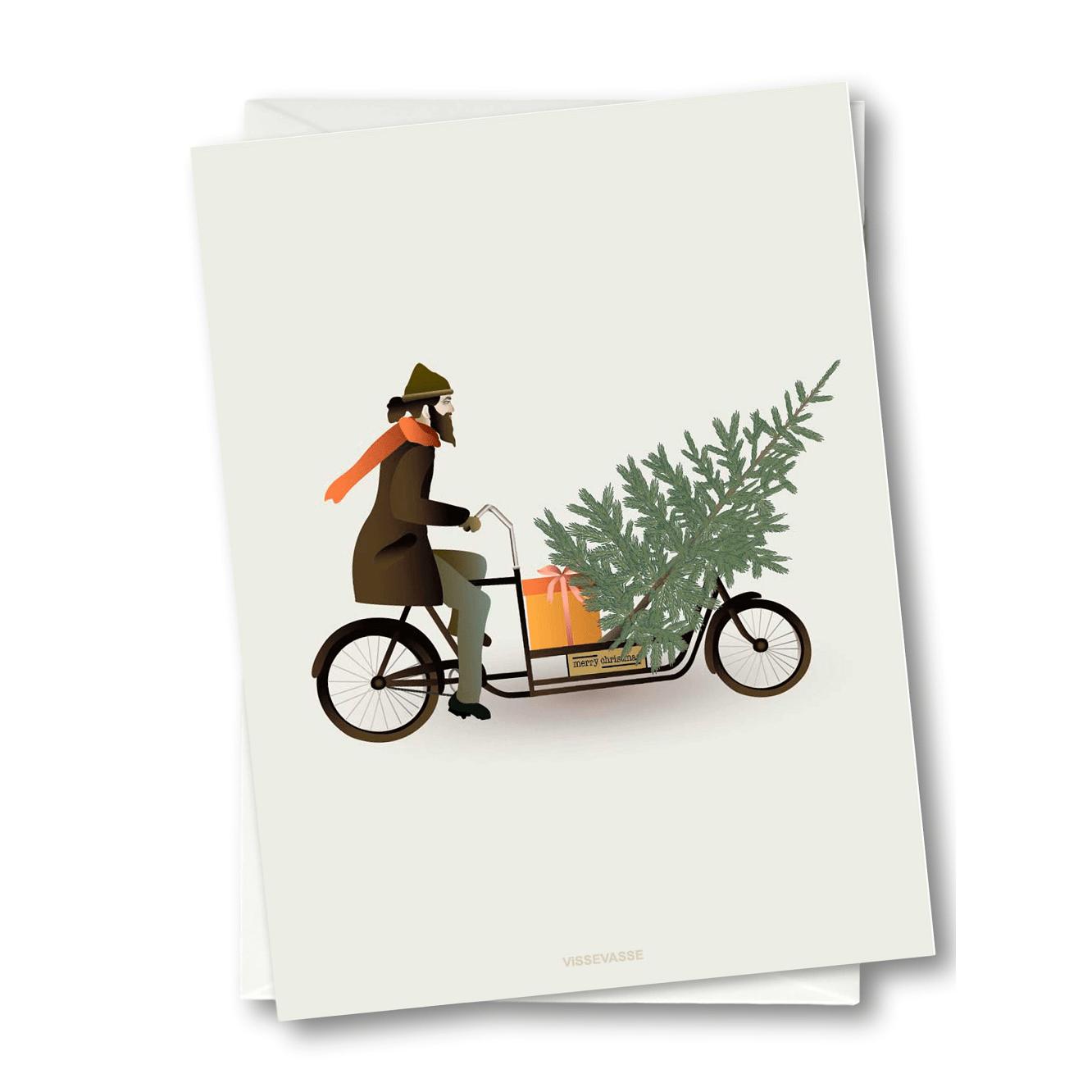 VisSevasse Bike With Christmas Tree Blonging Card, 10,5x15cm
