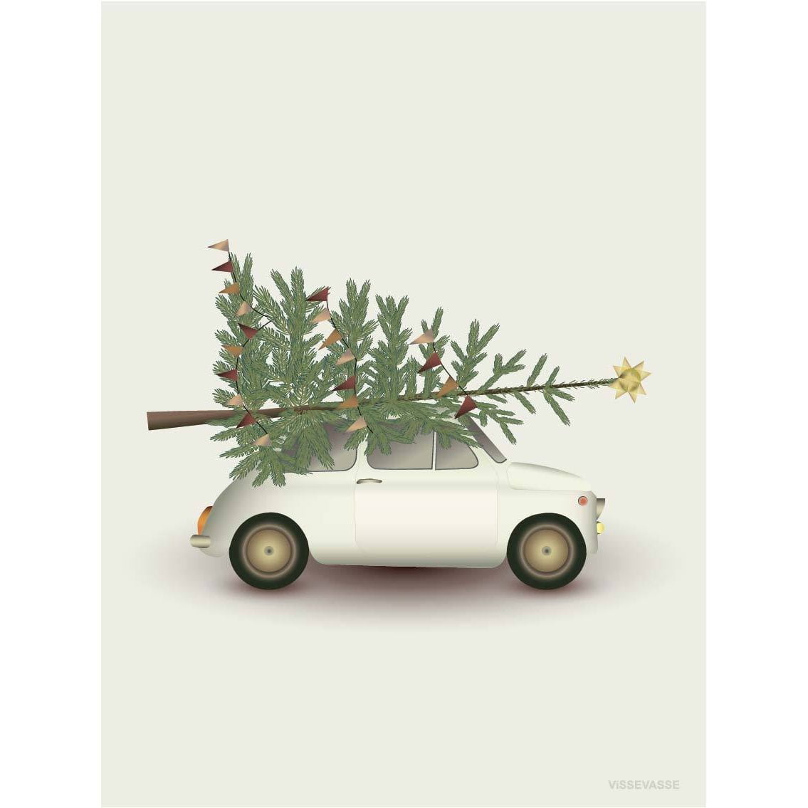 Vissevasse Christmas Tree & Little Car Blonging Card, 10,5x15cm