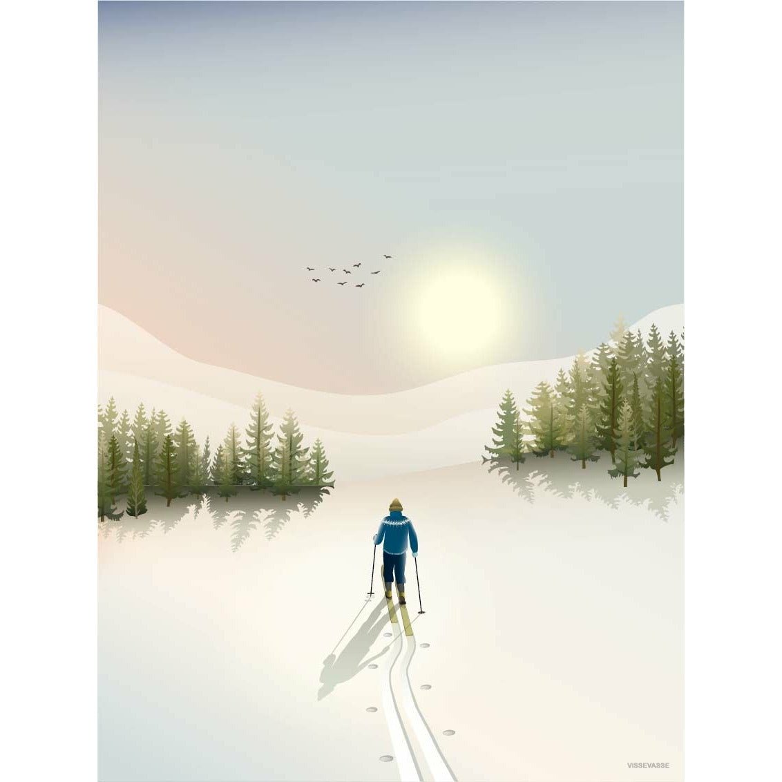 Vissevasse Cross Country lyžování plakátu, 15x21 cm