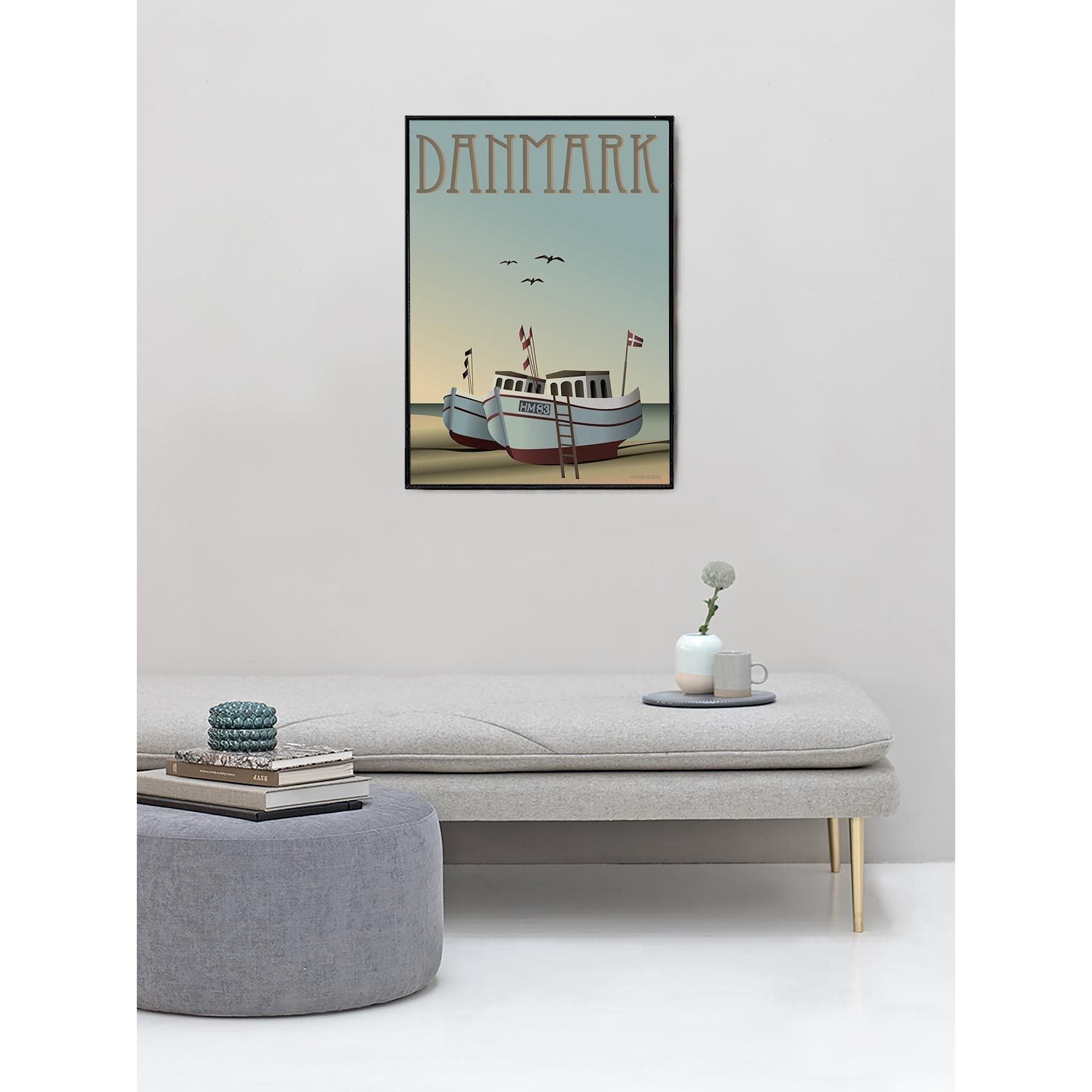 Vissevasse Dánsko plakát rybářských lodí, 15 x21 cm