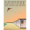 Vissevasse Dánsko plážové sídlí plakát, 15 x21 cm