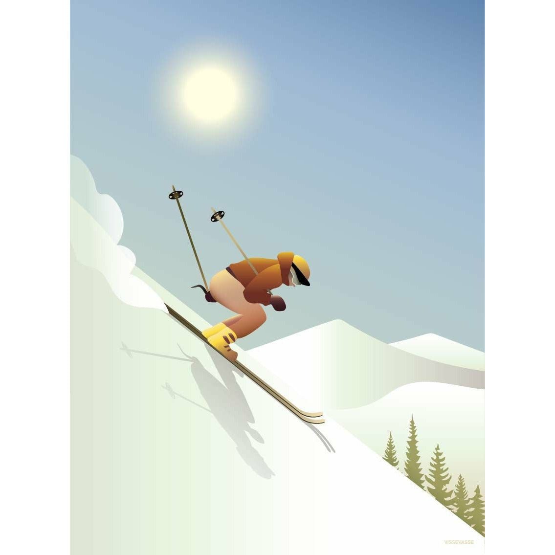 VisSevasse sjezdový lyžařský plakát, 15x21 cm