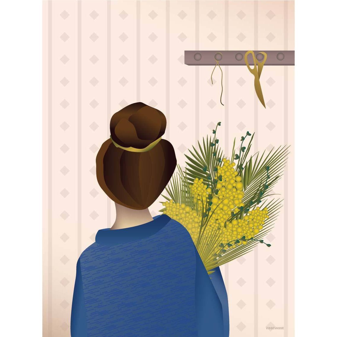 Vissevasse Girl With Bouquet Poster, 15x21 Cm