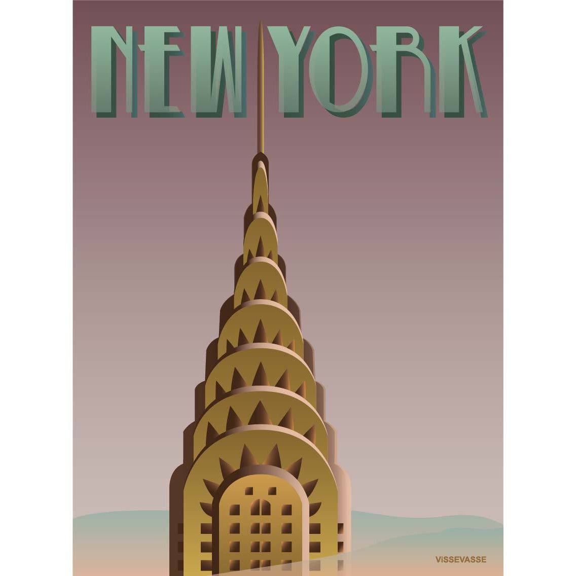 Vissevasse New York Chrysler plakát, 15 x21 cm