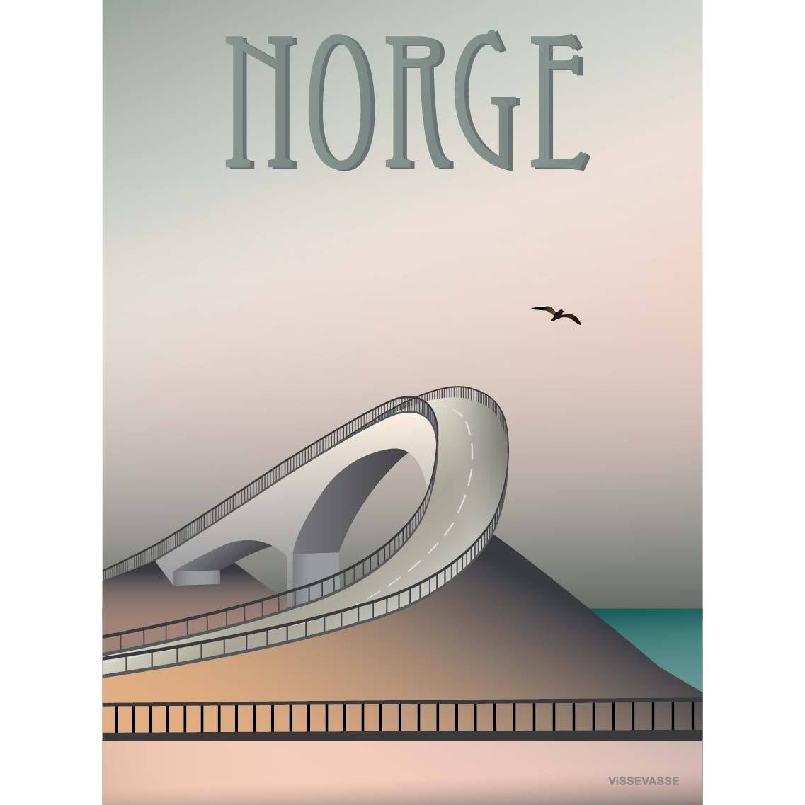 Vissevasse Norsko Atlantic Road plakát, 15 x21 cm