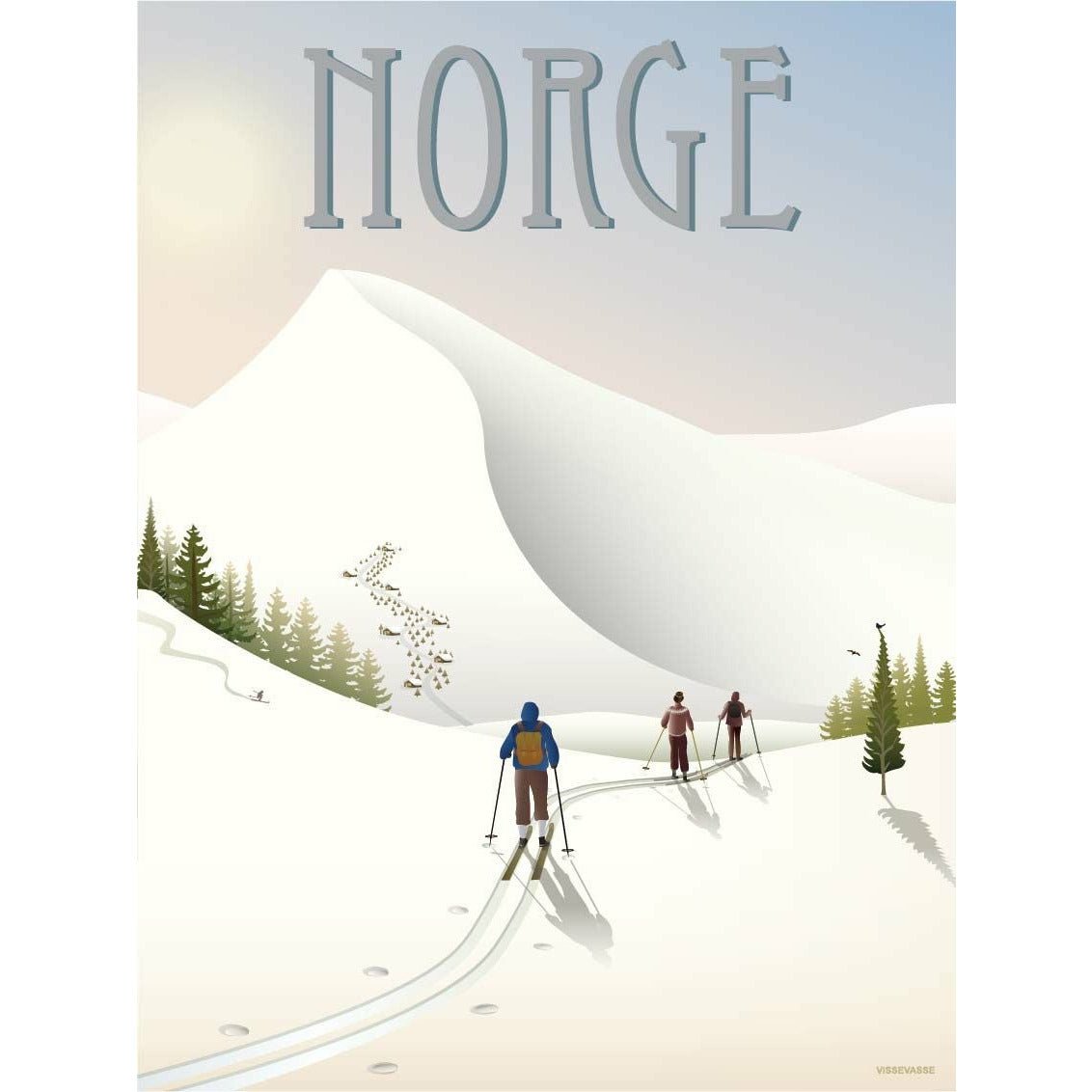 Vissevasse Norsko „běžecký lyžování“, 15x21 cm