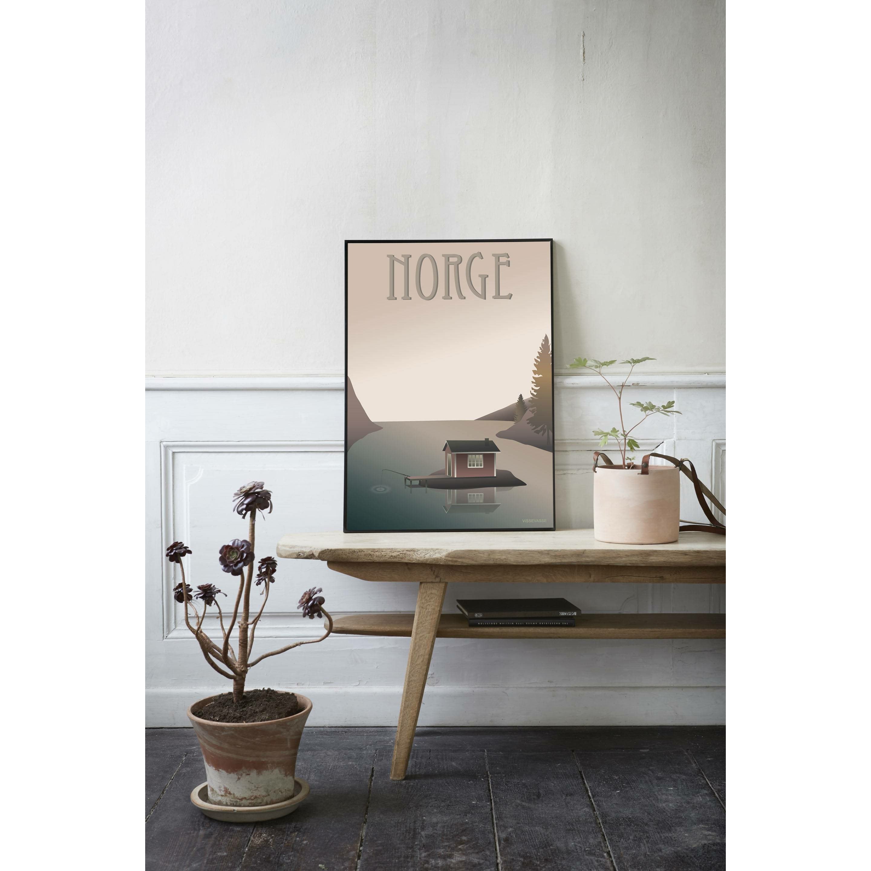 Vissevasse Norsko odlehlé domácí plakát, 30 x40 cm