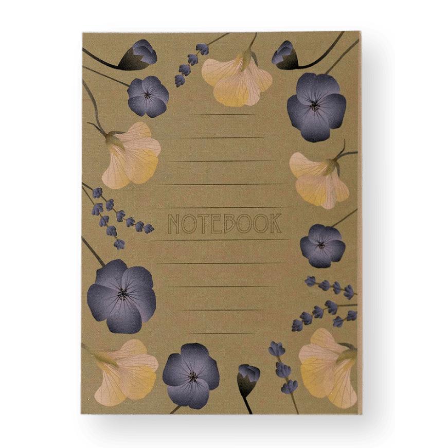 Vissevasse notebook s květinami, jantarová, malá