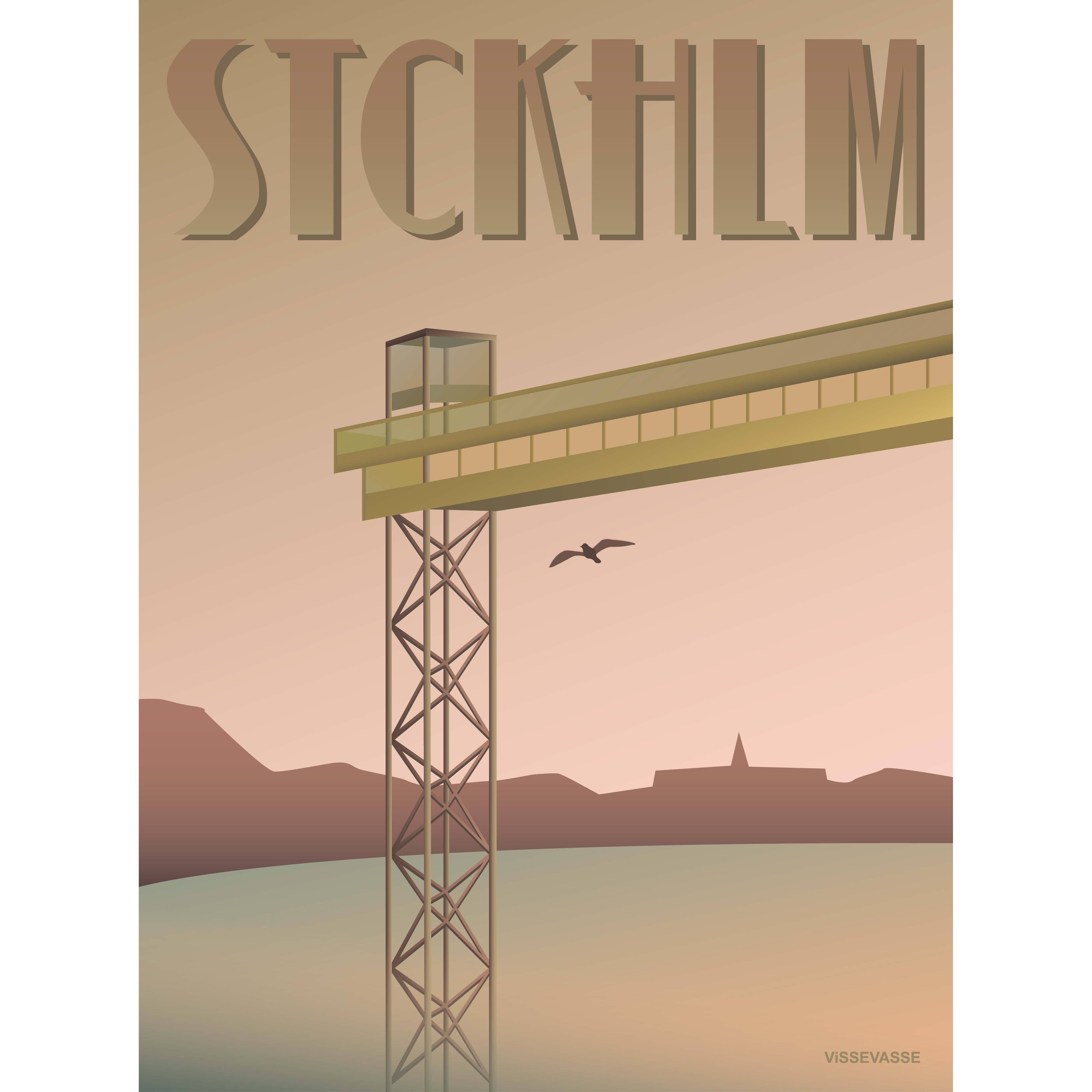 Vissevasse Stockholm Katarinaaufzug plakát, 15 x21 cm