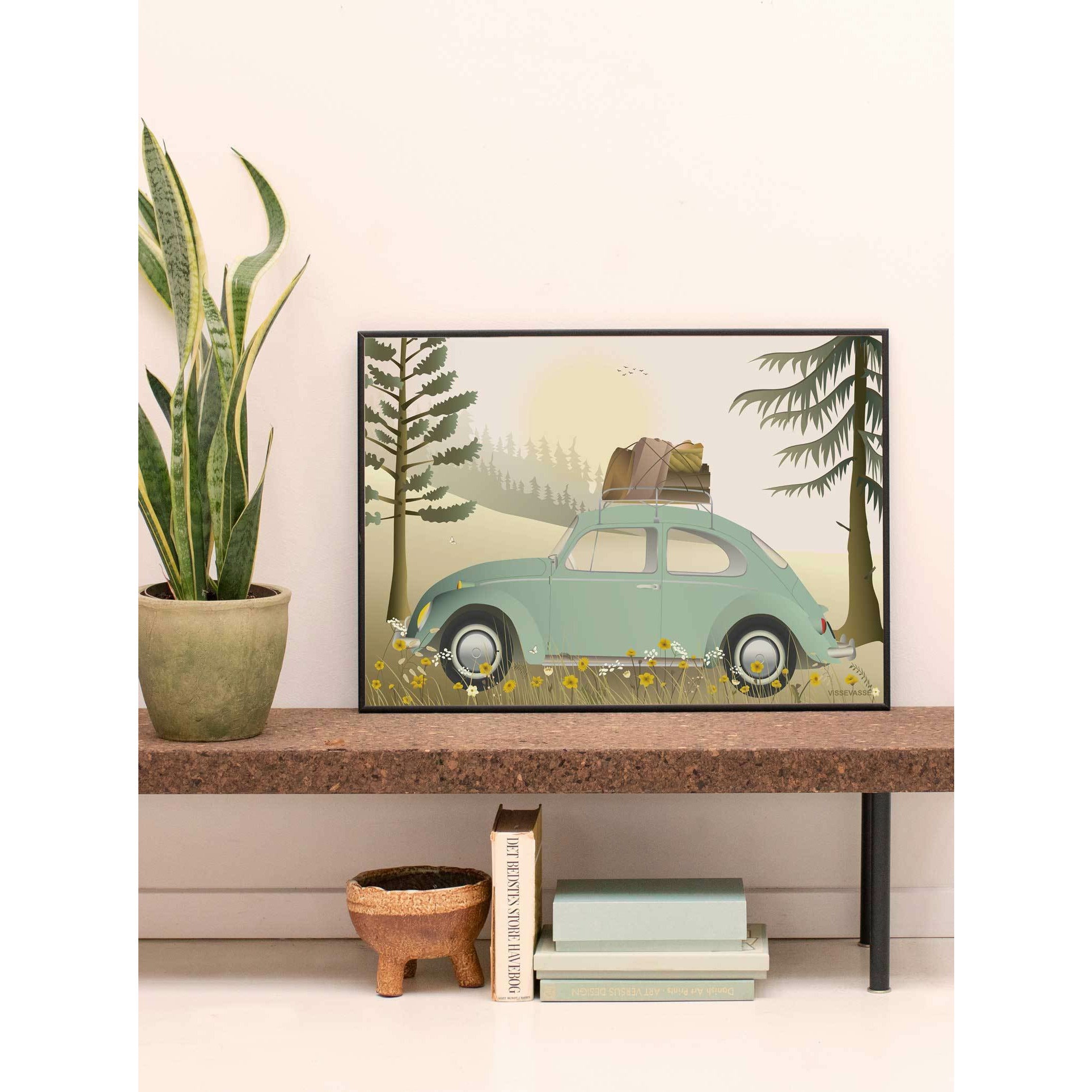 Vissevasse VW Beetle Green plakát, 15 x21 cm