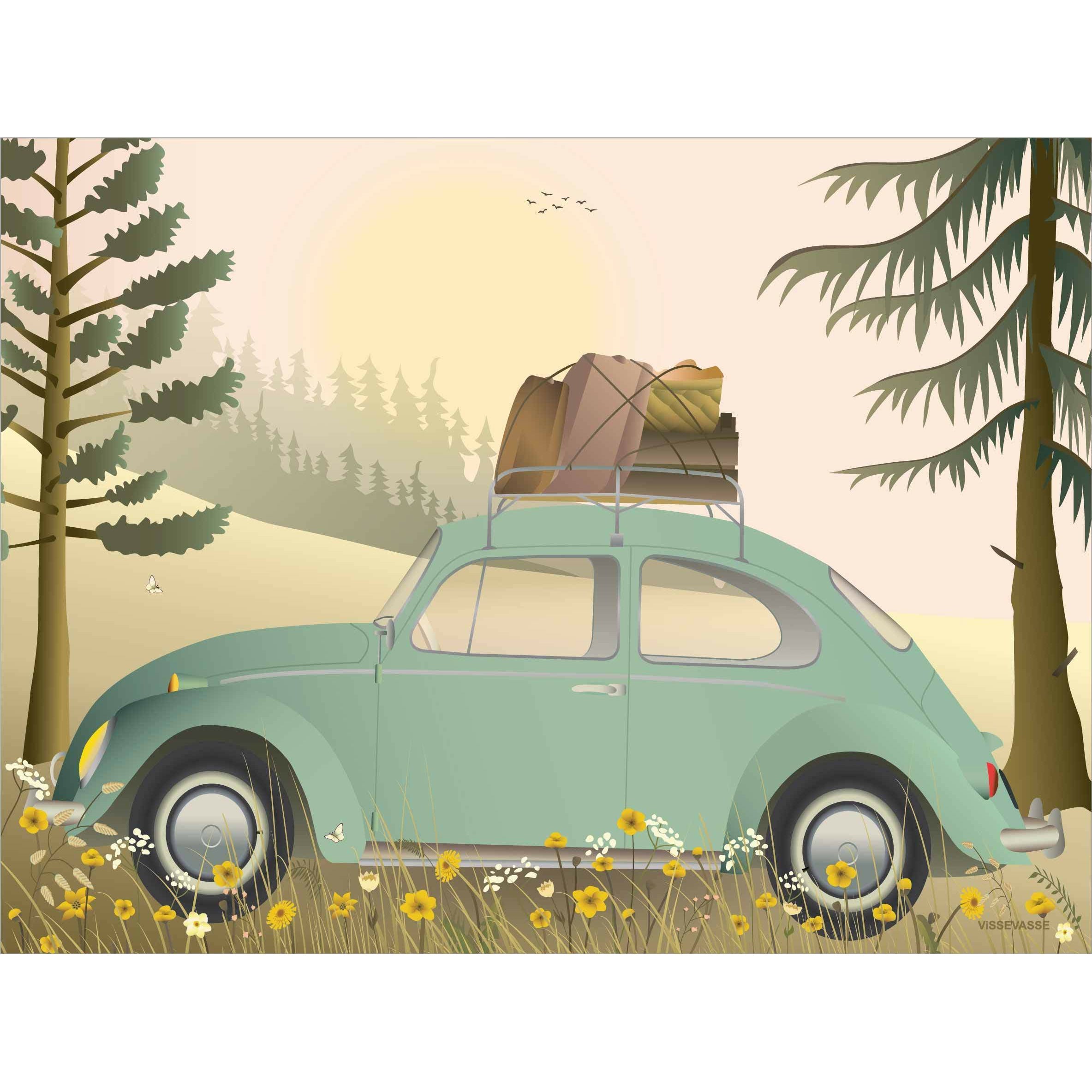 Vissevasse VW Beetle Green plakát, 50 x70 cm