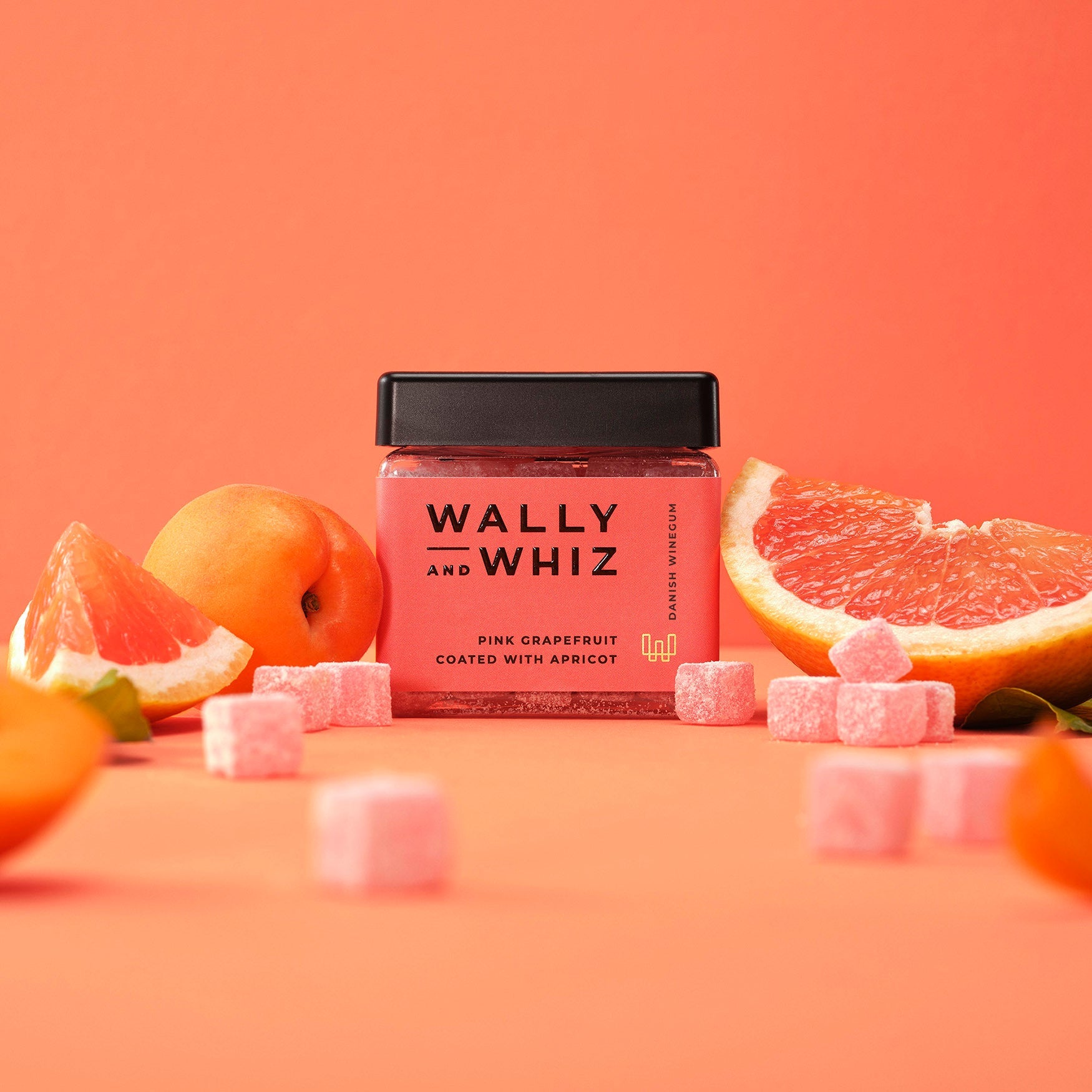 Wally a Whiz Wine Gum Cube, růžový grapefruit s meruňkami, 140G